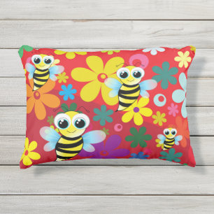Happy bees outdoor pillow