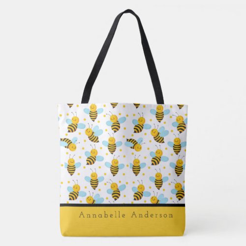 Happy Bees Personalize Tote Bag