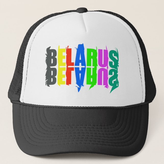 Happy Belarus Colorful Letters Trucker Hat (Front)
