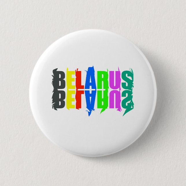 Happy Belarus Colourful Letters Button (Front)