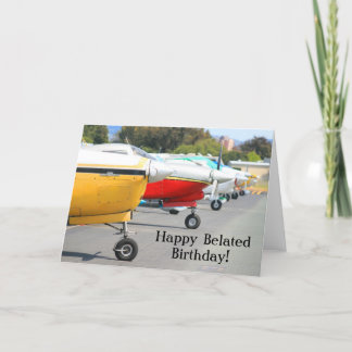 Happy Belated Birthday Airplanes greeting card