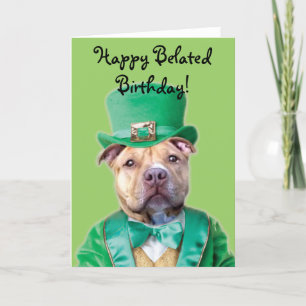Happy Belated Birthday Irish Pitbull card