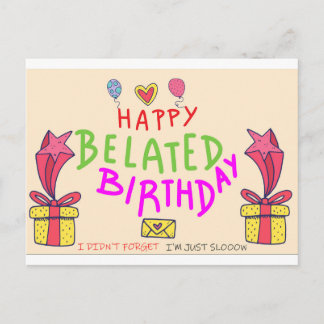 happy belated birthday postcard