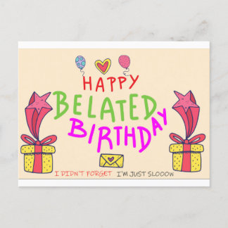 happy belated birthday postcard