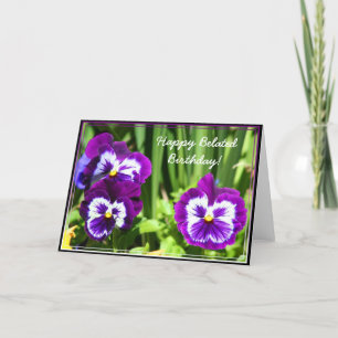 Happy Belated birthday Purple Pansies card