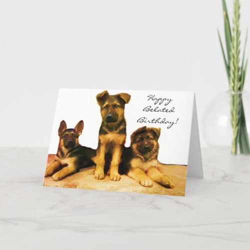 Happy Belated Birthday Shepherd puppies card