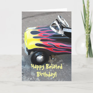 Happy Belated Birthday Toy Car Greeting Card