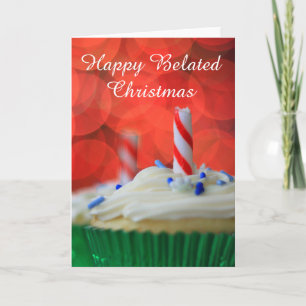 Happy Belated Christmas cupcake card