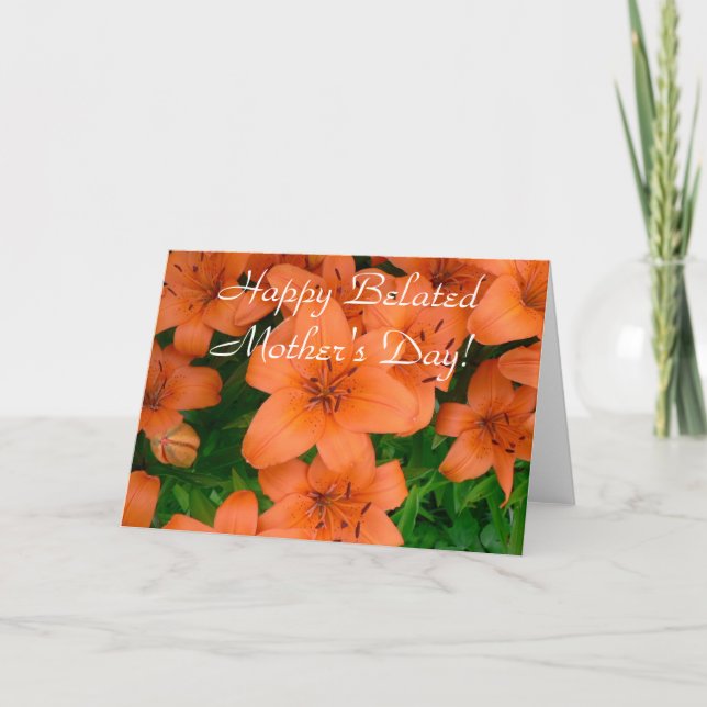 Happy Belated Mother's Day daylily greeting card (Front)