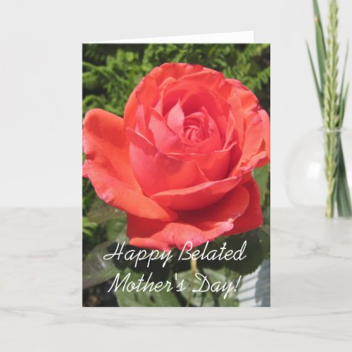 Happy Belated Mothers Day Orange Rose card
