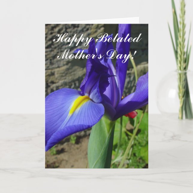 Happy Belated Mother's Day Purple Iris card (Front)
