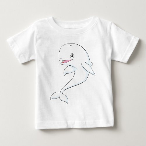Happy Beluga Whale Cartoon Baby T_Shirt