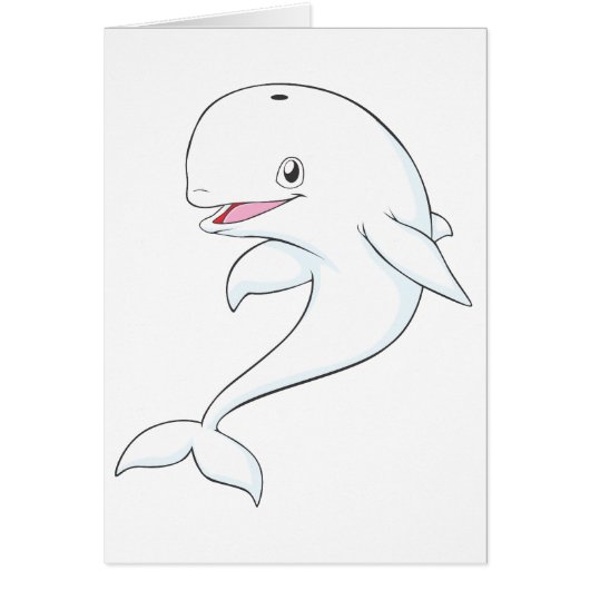 Happy Beluga Whale Cartoon Cards (Front)