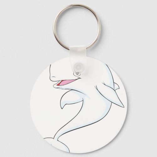 Happy Beluga Whale Cartoon Keychain