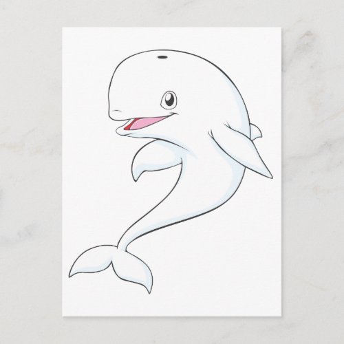 Happy Beluga Whale Cartoon Postcard