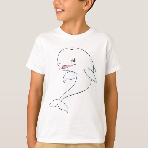 Happy Beluga Whale Cartoon T_Shirt