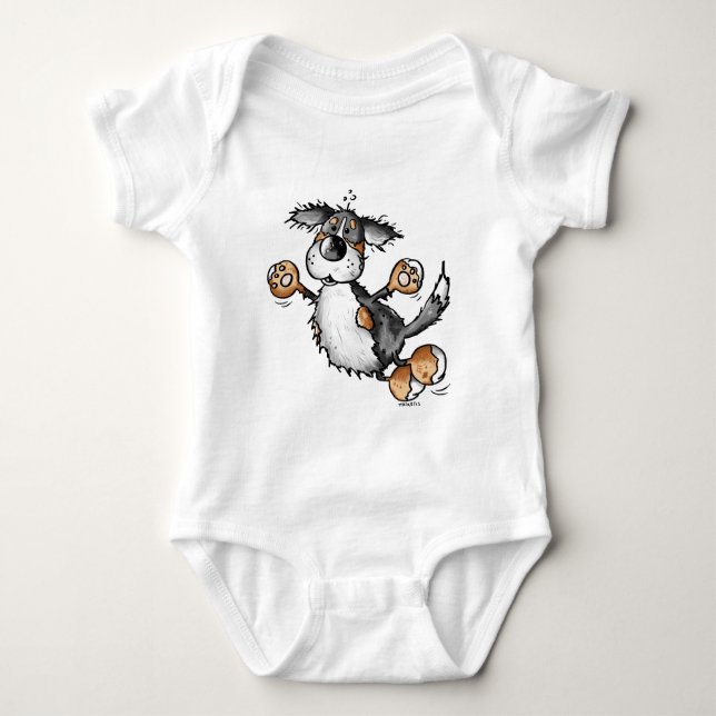 Happy Bernese Mountain Dog Cartoon T-Shirt Baby Bodysuit (Front)
