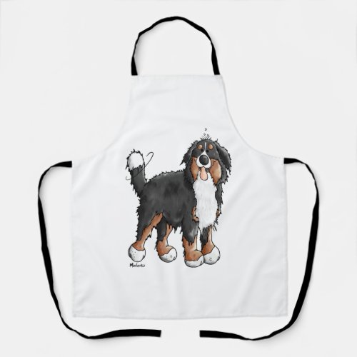 Happy Bernese Mountain Dog _ Comic _ Dogs _ Cartoo Apron