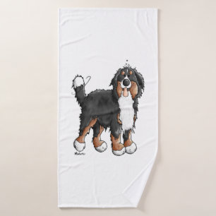 Happy Bernese Mountain Dog - Comic - Dogs - Cartoo Bath Towel