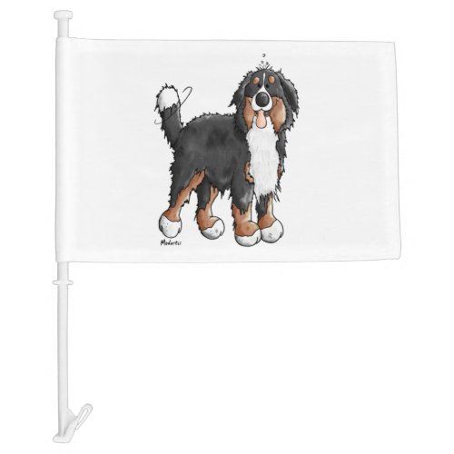 Happy Bernese Mountain Dog _ Comic _ Dogs _ Cartoo Car Flag