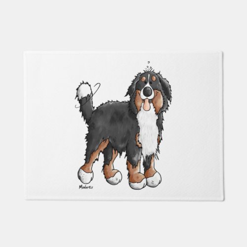 Happy Bernese Mountain Dog _ Comic _ Dogs _ Cartoo Doormat