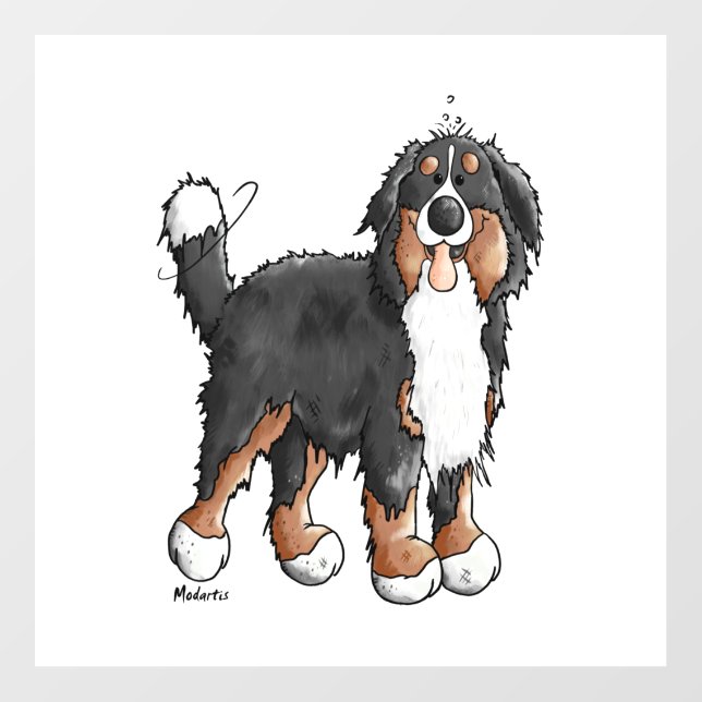 Happy Bernese Mountain Dog - Comic - Dogs - Cartoo Floor Decals (Front)