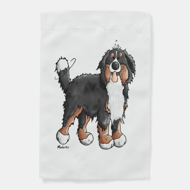 Happy Bernese Mountain Dog - Comic - Dogs - Cartoo Garden Flag (Front)
