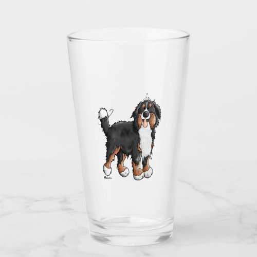 Happy Bernese Mountain Dog _ Comic _ Dogs _ Cartoo Glass