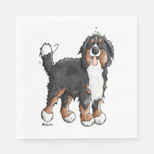 Happy Bernese Mountain Dog - Comic - Dogs - Cartoo Napkins