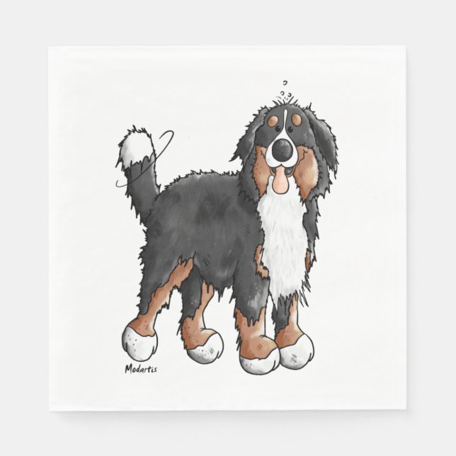 Happy Bernese Mountain Dog - Comic - Dogs - Cartoo Napkins (Front)