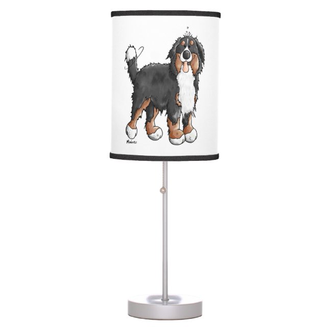 Happy Bernese Mountain Dog - Comic - Dogs - Cartoo Table Lamp (Front)