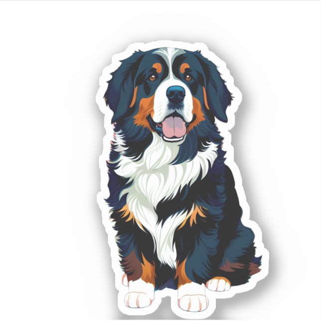 Happy Bernese Mountain Dog Sticker (Front)