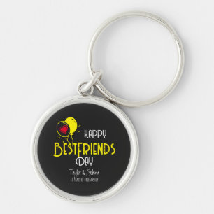 Happy Best Friends Day with Heart Balloons & Names Keychain