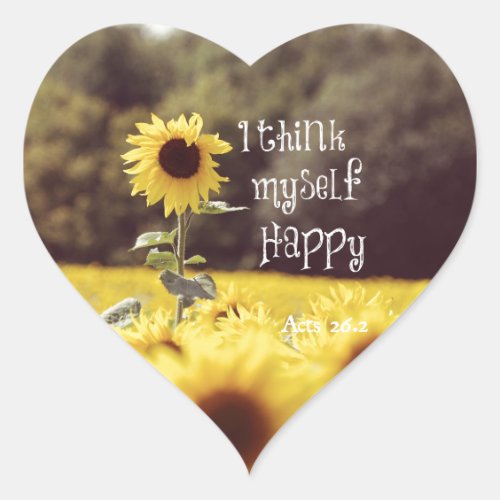 Happy Bible Verse with Sunflowers Heart Sticker