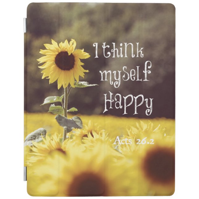 Happy Bible Verse with Sunflowers iPad Smart Cover (Front)