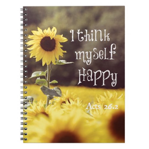 Happy Bible Verse with Sunflowers Notebook