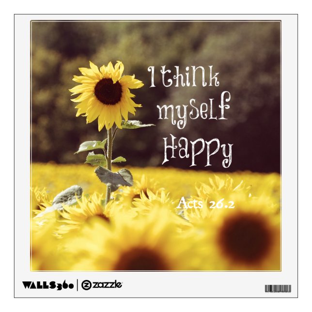Happy Bible Verse with Sunflowers Wall Sticker (Front)