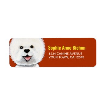 Happy Bichon Frise Dog Return Address Label by LisaMarieArt at Zazzle