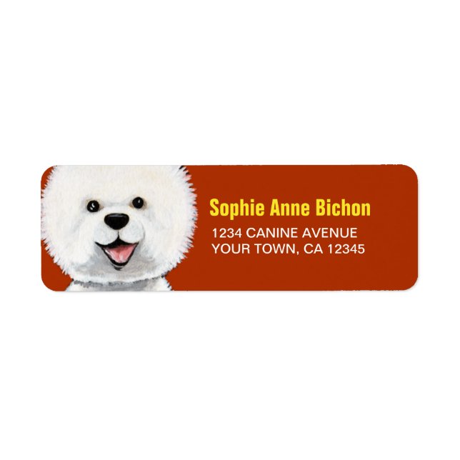 Happy Bichon Frise Dog Return Address Label (Front)