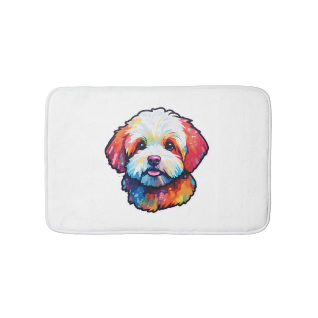 Happy bichon frize  bath mat (Front)