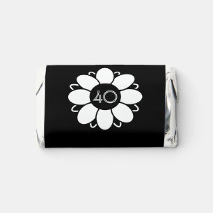 Happy Big 40 Birthday Floral Design Pattern Black Hershey's Miniatures