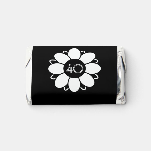 Happy Big 40 Birthday Floral Design Pattern Black Hershey's Miniatures (Front)