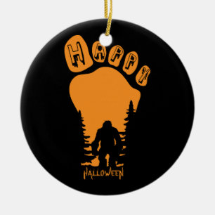 Happy Big Foot Halloween Ceramic Ornament