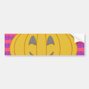 Happy Big Modern Orange Pumpkin on Purple and Pink Bumper Sticker