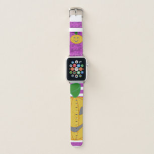 Happy Big Modern Orange Pumpkin Purple Geometric Apple Watch Band