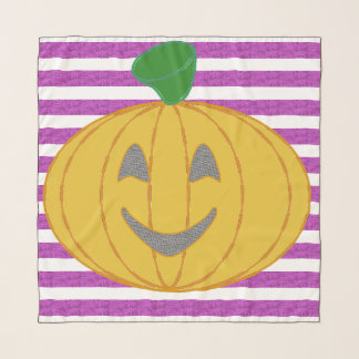 Happy Big Modern Orange Pumpkin Purple Geometric Scarf