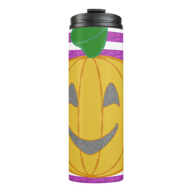 Happy Big Modern Orange Pumpkin Thermal Tumbler (Front)