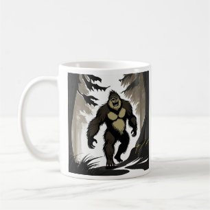 Happy Bigfoot in Woods Coffee Mug