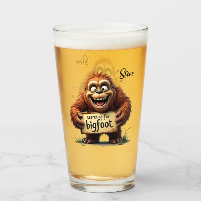 Happy Bigfoot Sasquatch Mugshot Search Team  Glass (Back Filled)