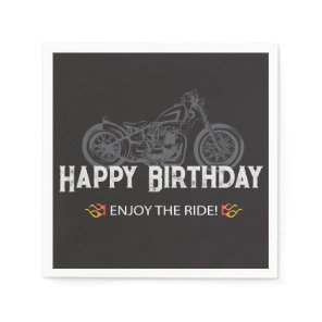 Happy Biker Birthday Motorcycle Rider Napkins